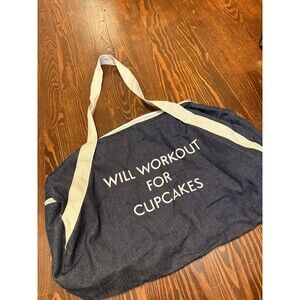 Will Workout For Cupcakes Gym Duffel Weekend Bag Denim Look